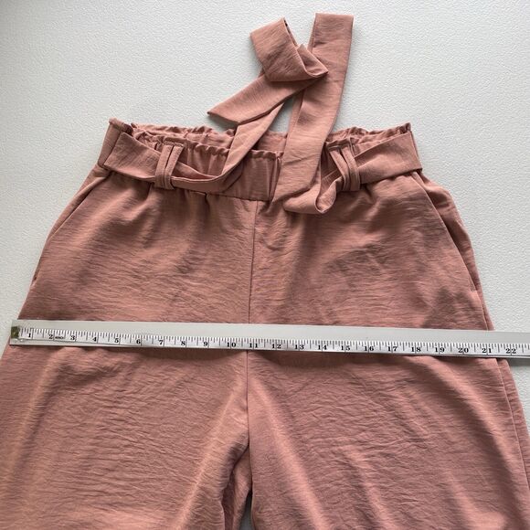 Eliane Rose Wide Leg Pull On Belted Cropped Pants Women’s Size M Dusty Pink - Picture 8 of 11